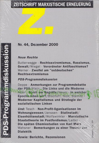 Z. Zeitschrift marxistische Erneuerung Nr. 44, Dez. 2000 PDS-Programmdiskussion
