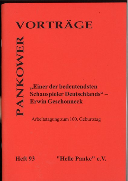 Heft 093: „Einer der bedeutendsten Schauspieler Deutschlands“ – Erwin Geschonneck