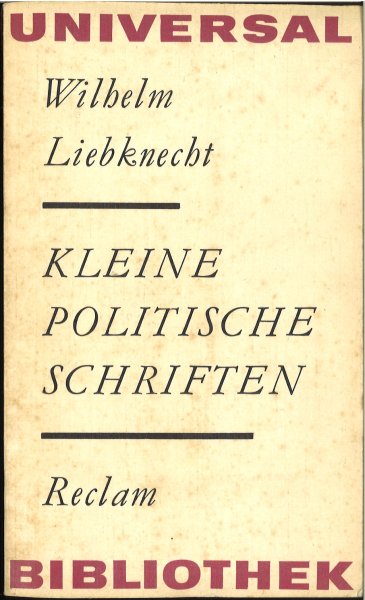 Kleine politische Schriften. Reclam Philosophie/Geschichte Bd. 644