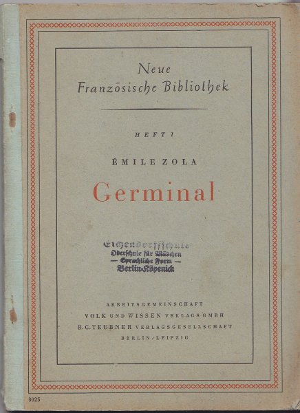 Germinal. Neue Französische Bibliothek Heft 1