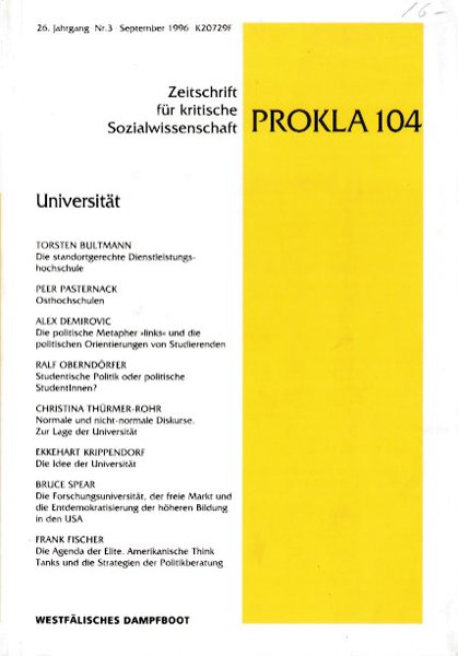 Prokla 104 Zeitschrift für kritische  Sozialwissenschaft. Schwerpunkt Universitäten