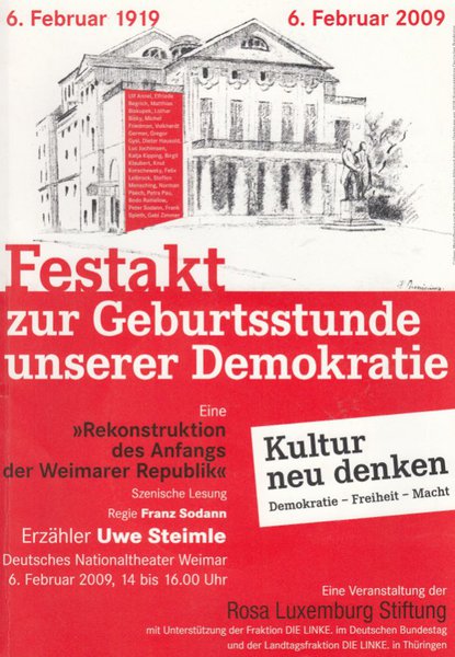 Festakt zur Geburtsstunde unserer Demokratie. 6. Februar 2006 im Nationaltheater Weimar. Eine Veranstaltung der Rosa Luxemburg Stiftung. Programm (mit DVD)