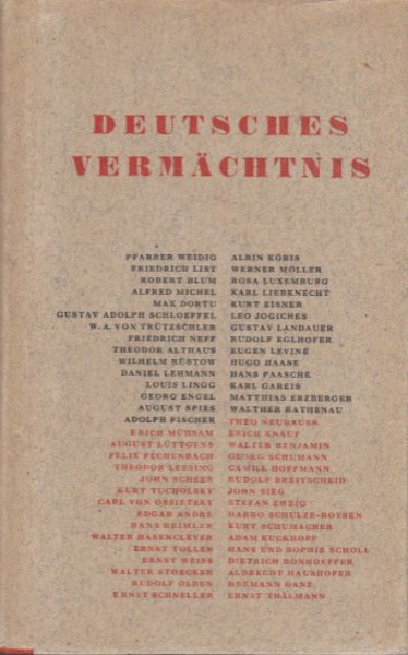 Deutsches Vermächtnis. Anthologie eines Jahrhunderts (Besitzvermerk an unterer Ecke rausgeschnitten)