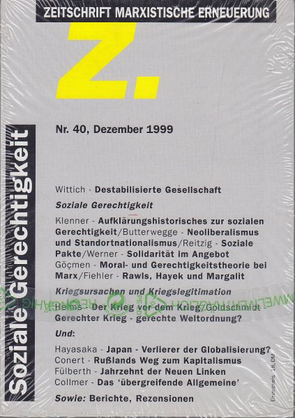 Z. Zeitschrift Marxistische Erneuerung Nr. 40 Dezember - 1999 Soziale Gerechtigkeit