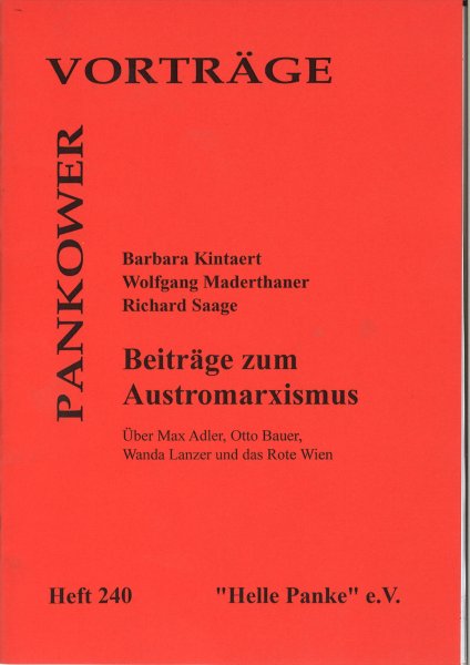Heft 240: Beiträge zum  Austromarxismus