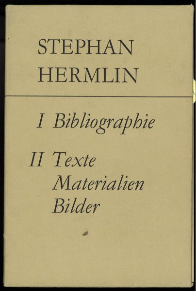 Stephan Hermlin. I Bibliographie II Texte Materialien Bilder (im Schuber 1. Auflage)