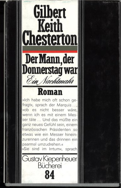 Der Mann, der Donnerstag war. Ein Nachtmahr. Roman. Gustav Kiepenheuer Bücherei Bd. 84